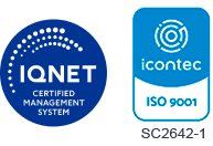 Logo certificados: Icontec ISO-9001 e IQNET