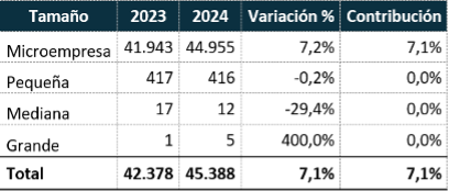 Crecimiento de las empresas constituidas como sociedades